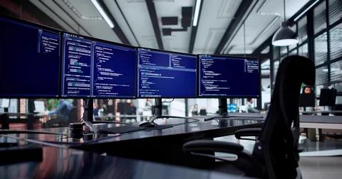 Coding Expert Crafting Complex Algorithms On Company's Secure Server Network. 스톡 사진