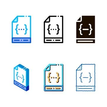 Coding file document system vector variety thin line icon Illustrazione stock
