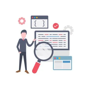 Coding flat color icon Stock Illustration