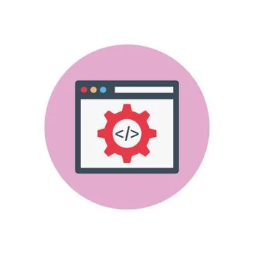 Coding flat color icon Stockillustratie