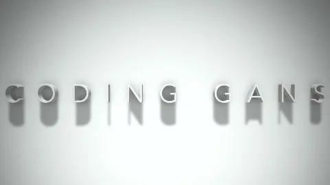 Coding GANs 3D title animation with shadows on a white background Stock Footage 296700890