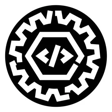 Coding gear icon representing software development automation Ilustración de archivo