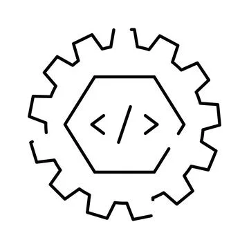 Coding gear icon representing software development optimization Stock Illustration