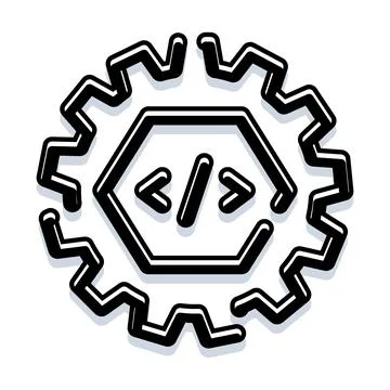 Coding gear icon representing software development process Stock Illustration