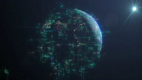 Coding for global mobile data network connectivity information technology Stock Footage 168599643