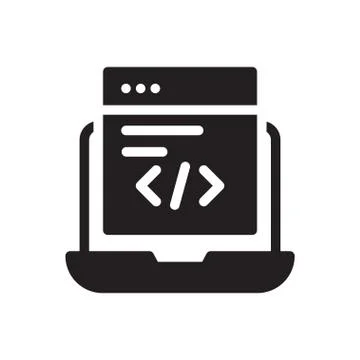 Coding glyph flat icon Stockillustratie