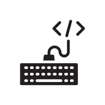 Coding glyph flat icon Illustrazione stock