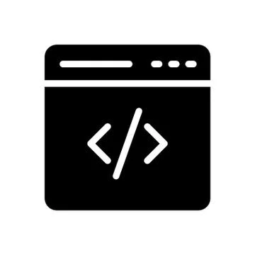 Coding glyph flat icon イラスト素材