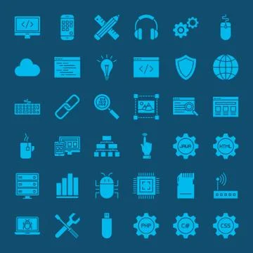 Coding Glyphs Website Icons Stock-Illustration