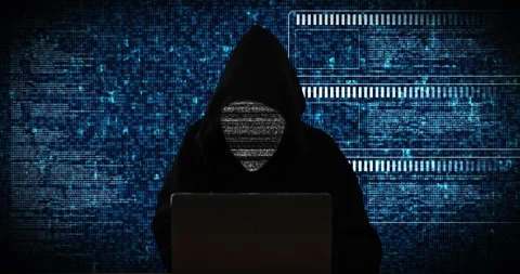 Coding, hacker and laptop overlay of language for data transfer, binary code and Stock Footage 284309238