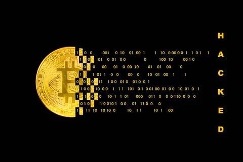 Coding, hacker mining of cryptocurrency bitcoin with technology binary cod... Stock Photos