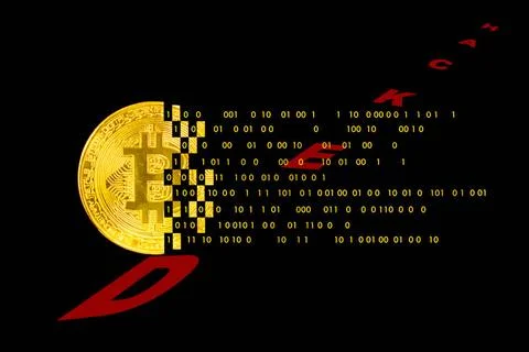 Coding, hacker mining of cryptocurrency bitcoin with technology binary cod... Stock Photos