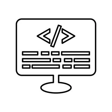 Coding, html, programming line icon. Outline vector. Stock Illustration