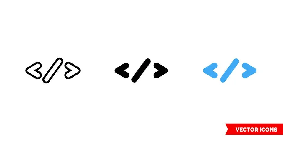 Coding icon of 3 types. Isolated vector sign symbol. イラスト素材