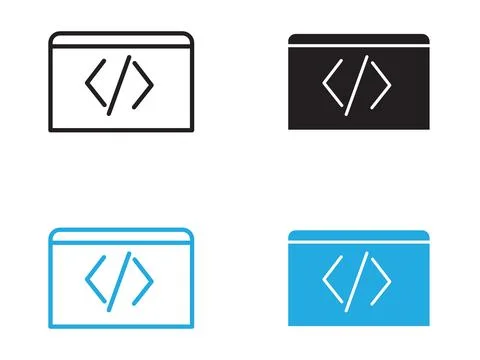 Coding icon black and white vector outline sign Stock Illustration