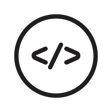 Coding icon Black line art vector logo 스톡 일러스트