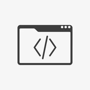 Coding icon in browser window on white background Stock Illustration
