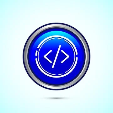 Coding icon design illustration, Web development icon, Blue color round but.. Stock-Illustration