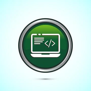 Coding icon design illustration, Web development icon, Green color round bu.. Stock Illustration