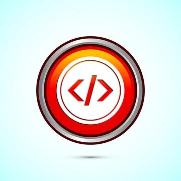 Coding icon design illustration, Web development icon, Orange color round b.. 스톡 일러스트