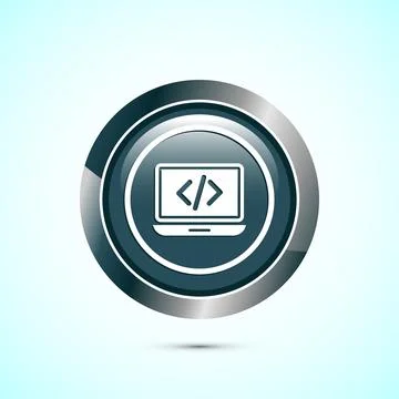 Coding icon design illustration, Web development icon, Gray color round but.. イラスト素材