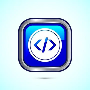 Coding icon design illustration, Web development icon, Blue color square bu.. Stock Illustration