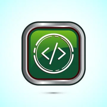 Coding icon design illustration, Web development icon, Green color square b.. 스톡 일러스트