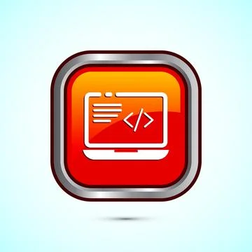 Coding icon design illustration, Web development icon, Orange color square .. イラスト素材