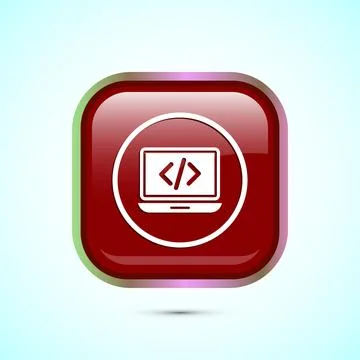 Coding icon design illustration, Web development icon, Red color square but.. 스톡 일러스트