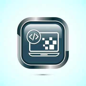 Coding icon design illustration, Web development icon, Gray color square bu.. 스톡 일러스트