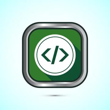 Coding icon design illustration, Web development icon, Green shadow button .. Stockillustratie