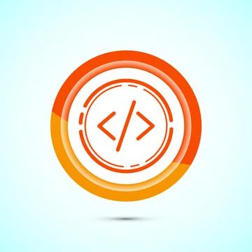 Coding icon design illustration, Web development icon, Orange color button .. Stockillustratie