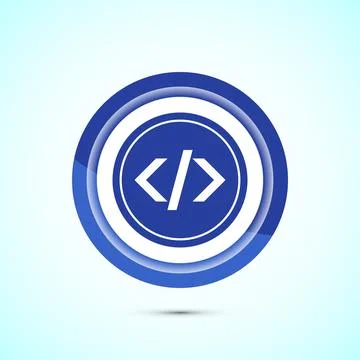 Coding icon design illustration, Web development icon, Blue color button desi イラスト素材