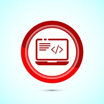 Coding icon design illustration, Web development icon, Red color button desig Stockillustratie