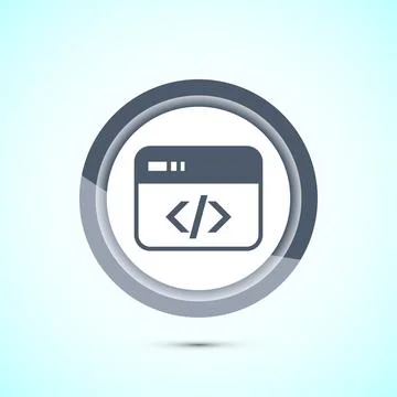 Coding icon design illustration, Web development icon, Gray color button desi 스톡 일러스트