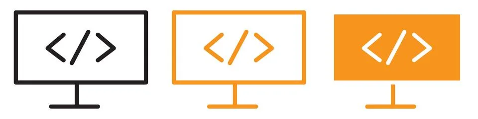 Coding Icon Illustrating Software Development, Programming Tutorials, and C.. Stock Illustration