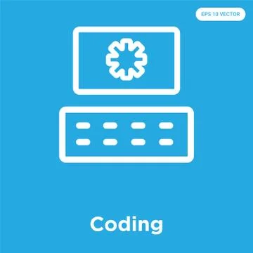 Coding icon isolated on blue background Free Stock Illustration