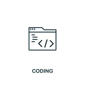 Coding icon. Premium style design from design ui and ux icon collection. Pixel Illustrazione stock
