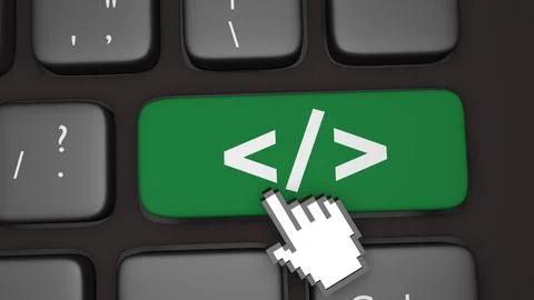 Coding iconic symbol on keyboard key Stock-Illustration