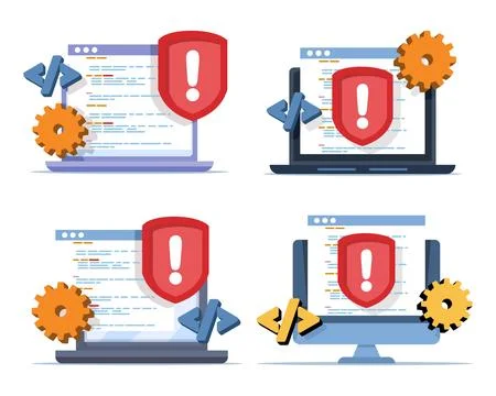 Coding illustration set depicting AI-assisted programming checks Illustration