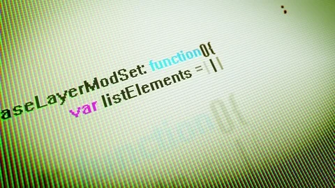 Coding Information on a Multicolored PC Screen Stock Footage 79872578