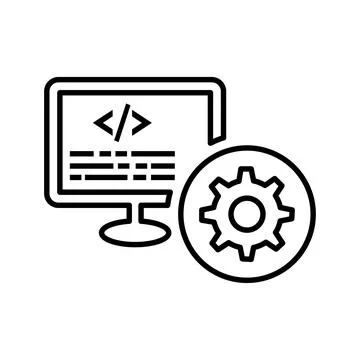 Coding input, programming line icon. Outline vector. Stock-Illustration