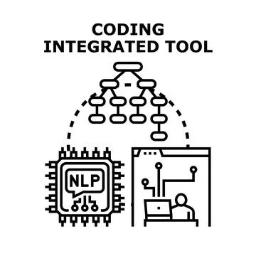 Coding integrated tool for software development Stock Illustration