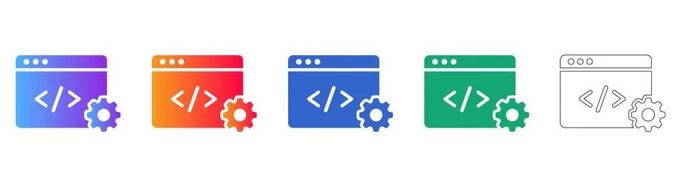 Coding Interface Software Development Icons 스톡 일러스트