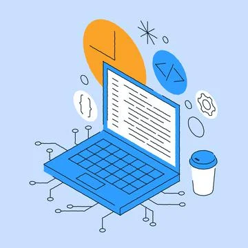 Coding Isometric Vector Illustration Stock Illustration