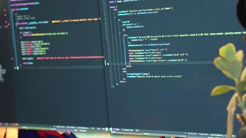 Coding Javascript Computer Programming Code Using AI. Close Up. Web Stock Footage 285402834