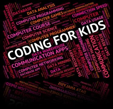 Coding For Kids Indicates Software Youths And Youngster Stock Illustration
