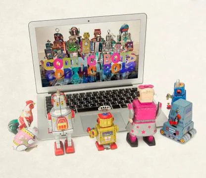 Coding for kids  on a laptop computer i Stock Photos