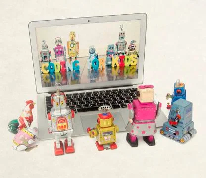 Coding for kids  on a laptop computer i Foto stock