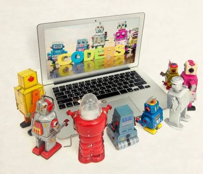 Coding for kids  on a laptop computer Stock Photos